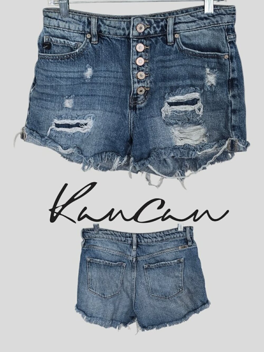 Kancan Distressed Denim Jean Casual Summer Shorts 100% Cotton  Womens 7